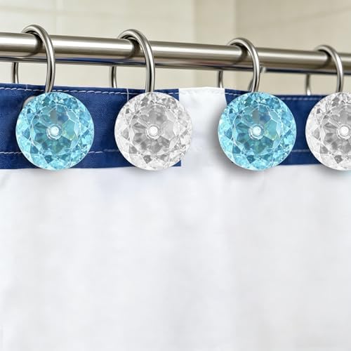 12PCS Teal Decorative Shower Curtain Hooks, Teal Bathroom Decor - Image 4