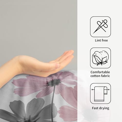Pink Gray Flower Hand Towels for Kitchen Bathroom 2 Pack Bath Towels - Image 4