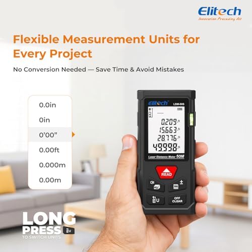 Elitech Laser Tape Measure, 165ft Laser Distance Meter - Image 4
