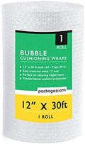 12 inch x 30 ft Bubble Cushioning Wrap, Perforated Every 12" Protective Packing by packagezoom