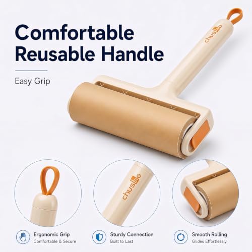 Lint Roller, Handle + 6 Refills 3.9in, Kraft Paper Pet Hair Remover - Image 6