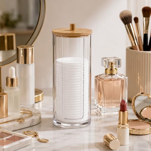 Acrylic Cotton Round Holder Pad Dispenser Makeup Remover Container - Image 4