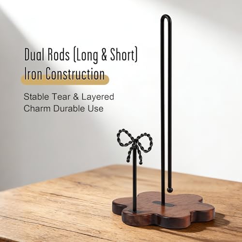 Wood Paper Towel Holder Countertop, Floral Wood Base - Image 3