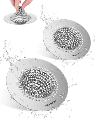 2 Pack Reversible Kitchen Sink Drain Strainer, Anti-Clog Flat Edge Design by Wokdada