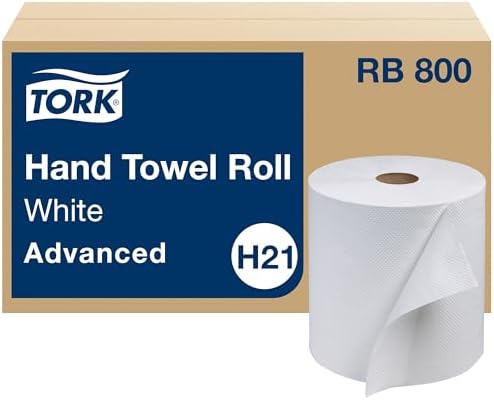 Tork Paper Hand Towel Roll White H21, 100% Recycled Fiber, 6 rolls x 800 ft by Tork