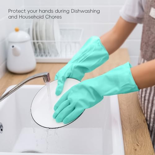 KAQ Reusable Rubber Cleaning Gloves: 4 Pairs Latex Free Non-Slip Household - Image 4