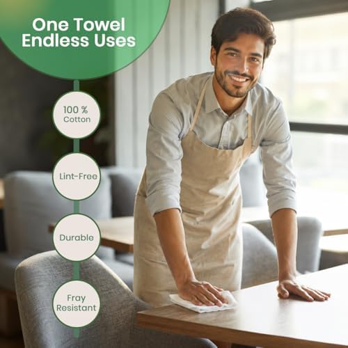 Bar Mop Towels Pack of 60 – Bulk Terry Cleaning Rags 16"x19" – Absorbent - Image 7