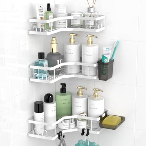 AKTECKE Corner Shower Caddy Bathroom Organizer Adhesive Shower Rack Bathtub by AKTECKE