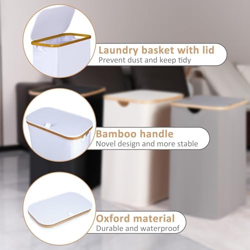 IEGrow Laundry Hamper with Lid, 60L Laundry Basket with Mesh Bags - Image 5