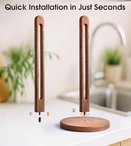 KitchLife Acacia Wooden Paper Towel Holder Countertop, Fits Jumbo Rolls - Image 4
