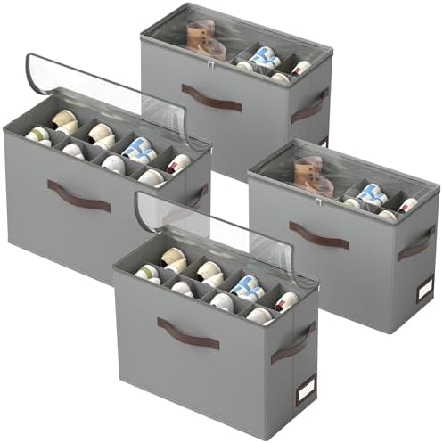 OIAHOMY 4 Pack Shoe Organizer for Closet, Foldable Shoe Storage Bins by MasterofSpaceOptimization