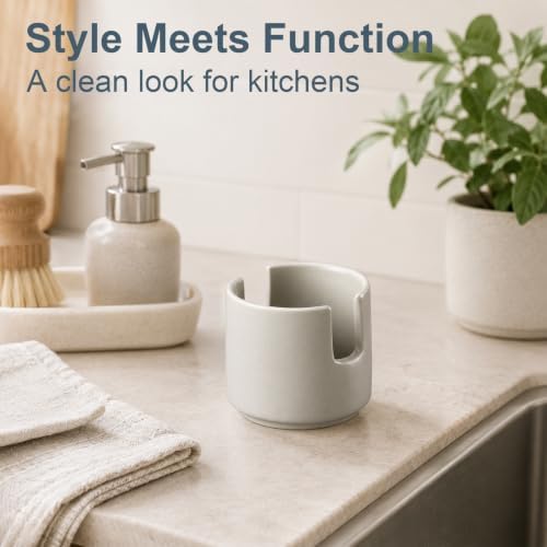 ONEMORE Ceramic Sponge Holder for Kitchen Sink, Kitchen Sink Organizer - Image 7