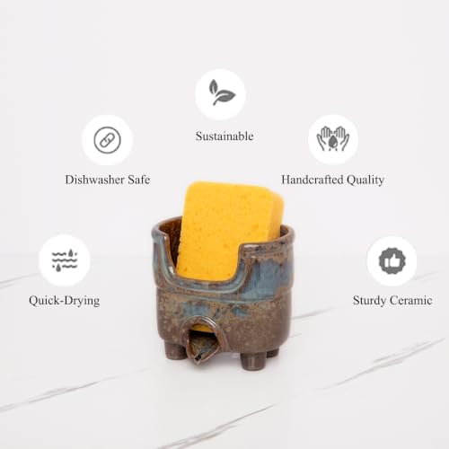 Ceramic Sponge Holder with Drain, Kitchen Sink Accessory - Image 3