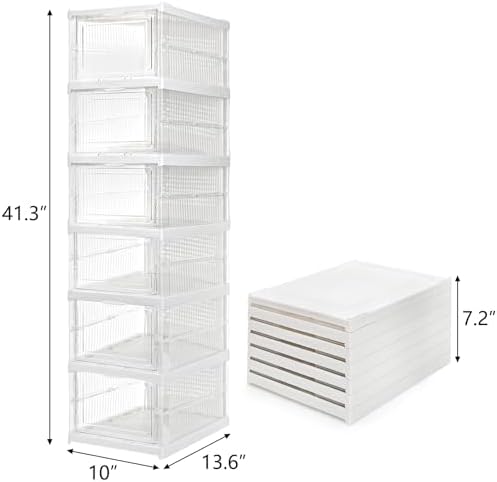 Hedume 6 Pack Clear Shoe Boxes Stackable, Drop Front Shoe Storage Box, No - Image 5
