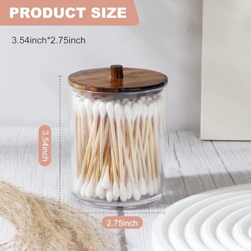 Temoyj 2 Pack Qtip Holder Dispenser - 10 oz Clear Plastic Apothecary Jar - Image 2