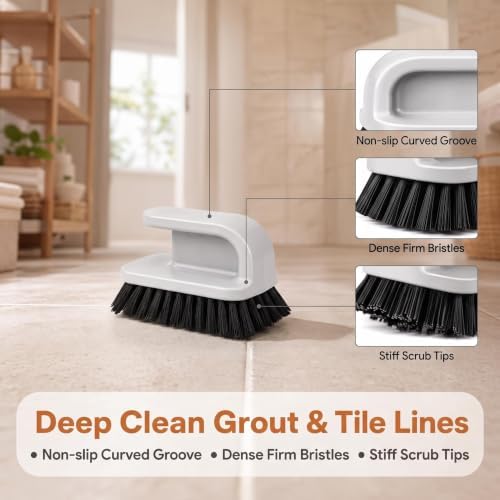 All-Purpose Scrub Brush 2 Pack, Floor & Kitchen Sink, Ergonomic Handle - Image 4