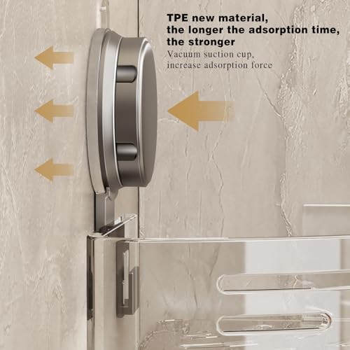 VOLPONE Corner Shower Caddy Suction Cup Shower Shelf Corner No Drilling - Image 6