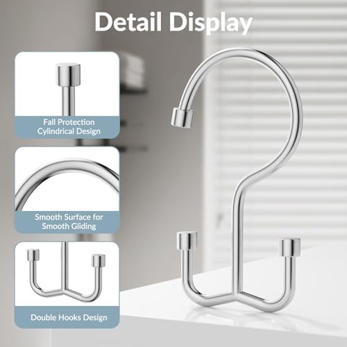 OEH Shower Curtain Hooks, Durable Silver Shower Curtain Hooks Rust Proof - Image 4