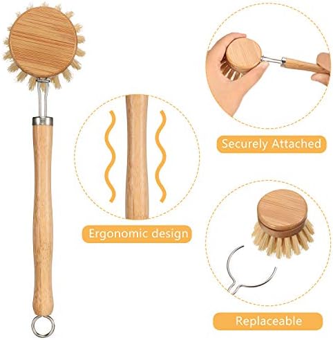 Patelai 8 Pcs Dish Brush with Wood Handle, Natural Dish Scrubber Brush - Image 4