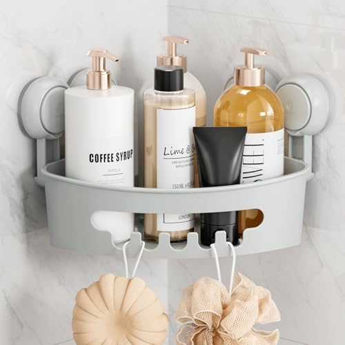 TAILI Corner Shower Caddy Suction Cups, Wall Organizer Plastic Rack by TAILI