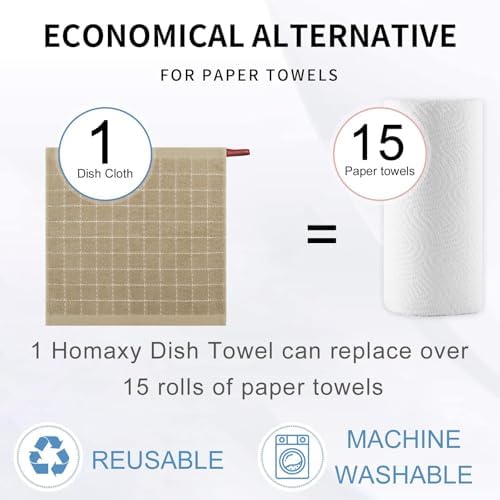 Homaxy 100% Cotton Terry Kitchen Dish Cloths, 4 Pack - Image 7