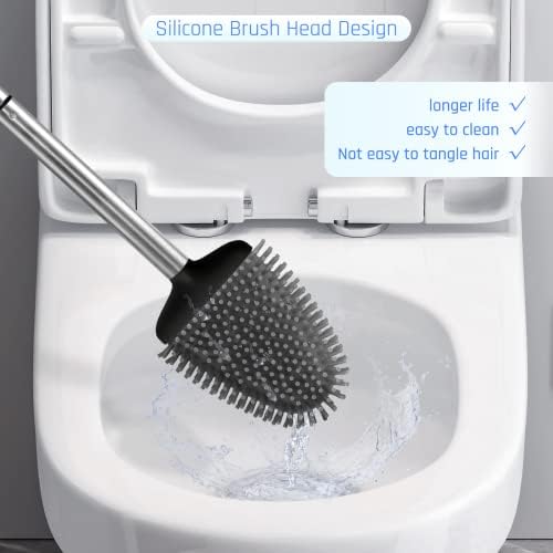 Sellemer Silicone Toilet Brush, Ventilation Slots Base Holder 1 Pack - Image 3