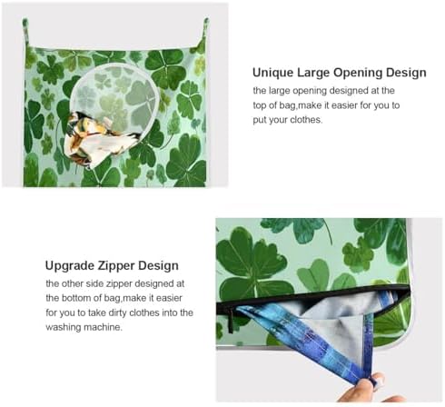 Green St Patrick Clovers Hanging Laundry Hamper Door Hampers Bag Basket - Image 4