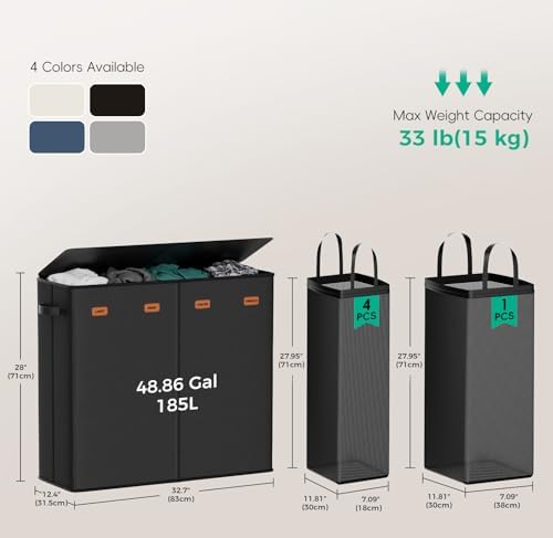 185L Laundry Hamper 4 Section - Image 5