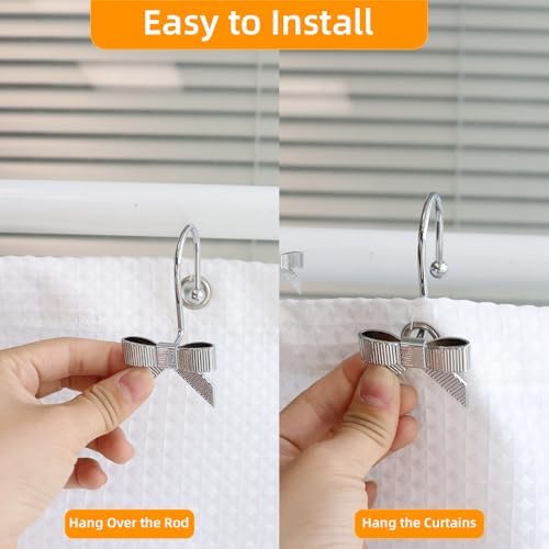Decorative Shower Curtain Hooks, Luxury Bowknot Shower Curtain Rings, Modern - Image 3