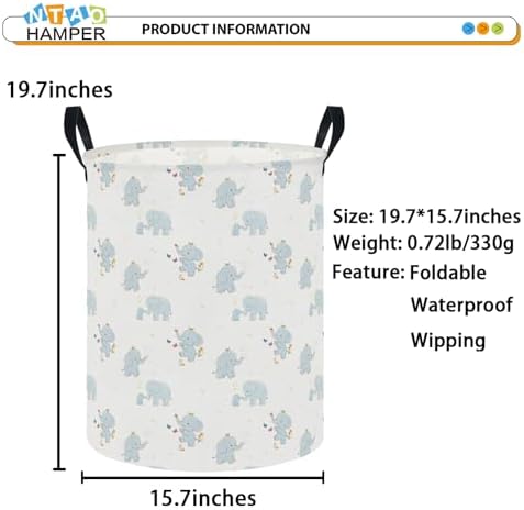 Waterproof Laundry Hamper, Joyful Elephant - Image 2