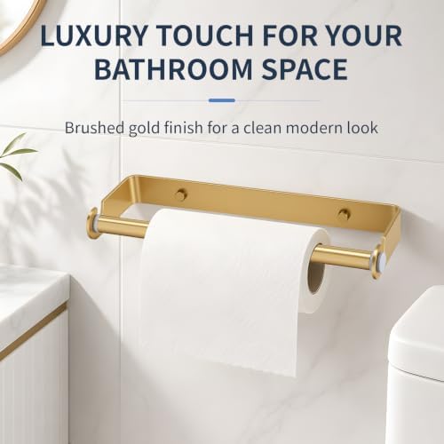 Under Cabinet Paper Towel Holder, Adhesive or Wall Mount（Gold） - Image 2