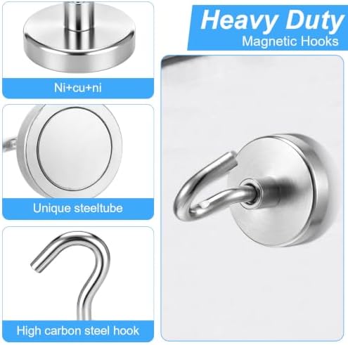 Heavy Duty Magnetic Hook 180lb, 10 Pack Strong Neodymium Hooks - Image 7