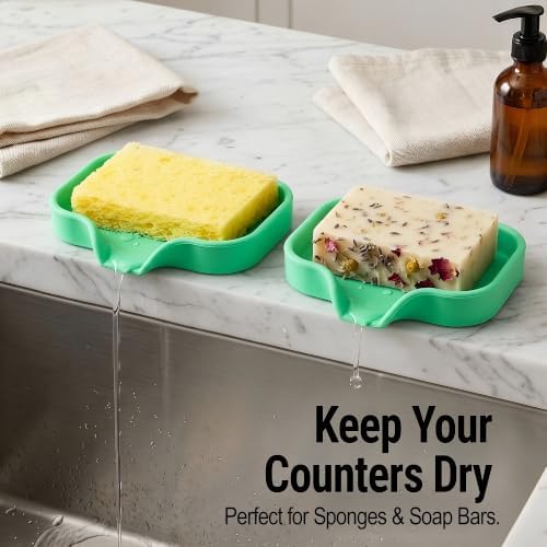 Zulay Kitchen Small Silicone Sponge Holder – Space-Saving Sink Organizer Tray - Image 3