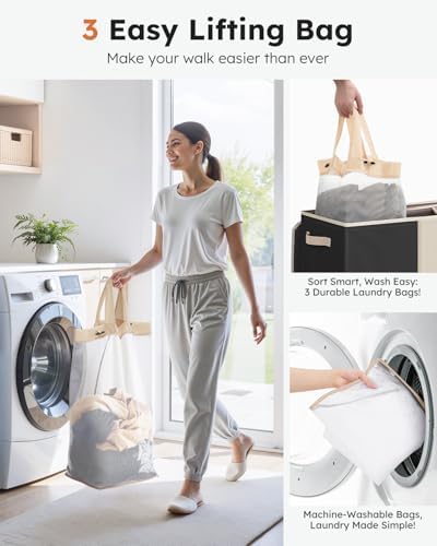 SOLEDI 180L 3-Section Laundry Hamper - Image 3