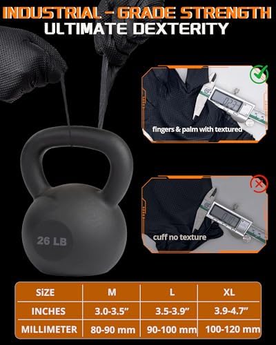wcy 9 Mil Heavy Duty Disposable Nitrile Gloves, Diamond Grip - Image 3
