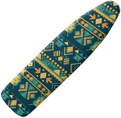 Ethnic Tribal Stripe Ironing Board Cover, Turquoise Geometric Rhombus 15x54 by Daulesho