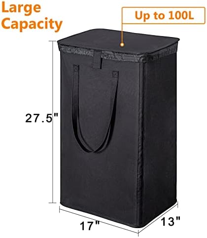 WOWLIVE 100L Black Laundry Hamper - Image 4