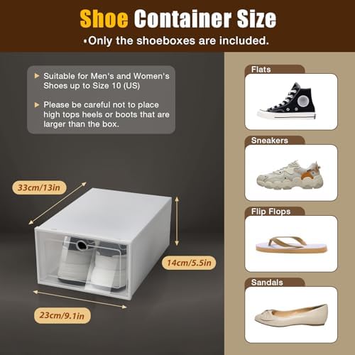 24-Pack Clear Plastic Shoe Boxes, Stackable Foldable Shoe Storage Containers - Image 5