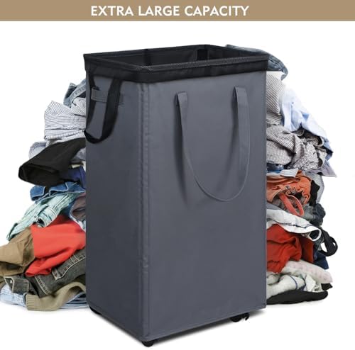 DOKEHOM 90L X-Large Rolling Laundry Basket Hamper on Wheels - Image 5