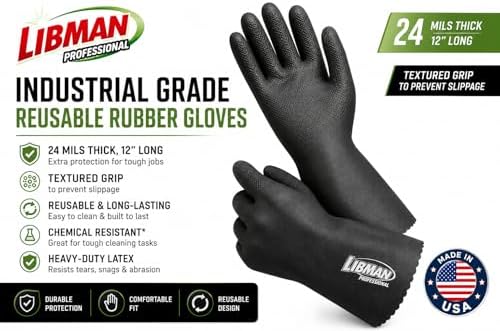 Tribello LIBMAN Heavy Duty Black Rubber Gloves - Image 7