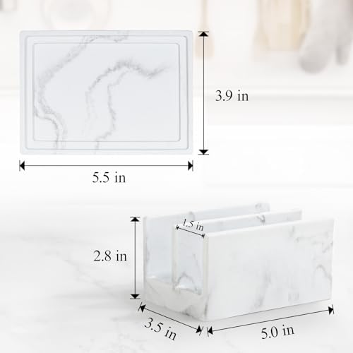 Luxspire Kitchen Sponge Holder wtih Drain Tray, 2 Compartment, Gravel White - Image 5
