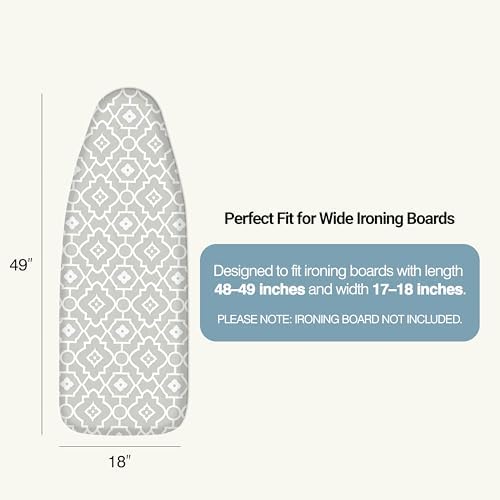 UniSimp Ironing Board Cover and Pad 18"x49" Extra Thick Natural Cotton - Image 2