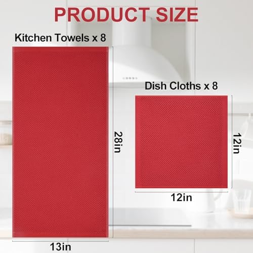 Homaxy 16 Pack 100% Cotton Kitchen Towels and Dishcloths Set - Image 4