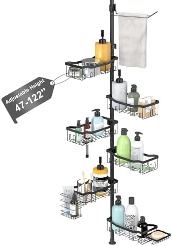 Shower Caddy Corner, 6 Tier Tension Pole Rod Bathroom Organizer Shelves by Unknown