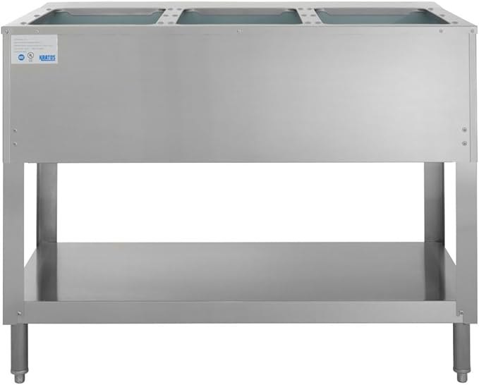 Kratos Commercial Electric Steam Table, 3 Well Stationary Hot Food Table, NSF Certified Food Warmer, 120V, 1500W (28W-110)
