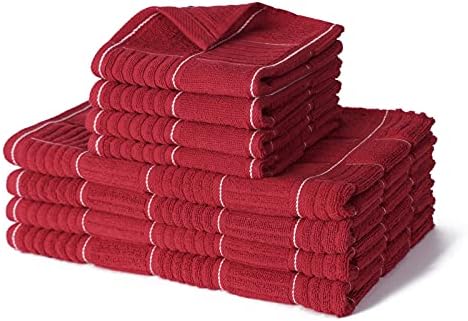 Glynniss Red Kitchen Towels and Dishcloths Set, Dish Towels and Dish Rags Set by Glynniss
