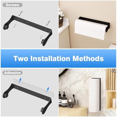 Paper Towel Holder Under Cabinet, Wall Mount, Adhesive or Screw - Image 6