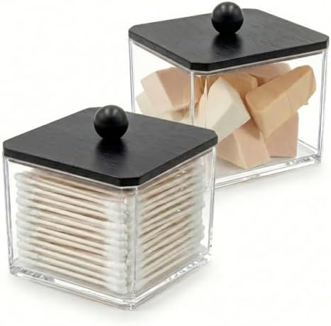 SheeChung 2 Pack Square Acrylic Qtip Holder by SheeChung