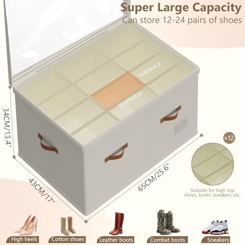 Vincona Shoe Organizer for Closet, 2 Pack Foldable Shoe Storage Bins - Image 2