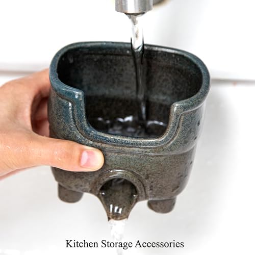 Ceramic Sponge Holder with Drainage，Farmhouse Sink Caddy - Image 2